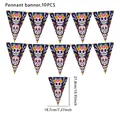 10-pack Day of the Dead pennant banner with sugar skull design and dimensions - Pennant Banner Style 04