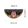 Day of the Dead fan flag featuring watercolor marigolds and skulls, 45x90cm - Watercolor Skull Style (WLS4-19) / 90x45cm