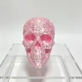 Statuina teschio rosa stampata in 3D con motivi floreali intagliati per decoro - Rosa Chiaro Seta