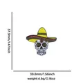 Mexican Day of the Dead sugar skull enamel pin brooch with yellow sombrero hat - Mexican Sombrero Skull (Style 18)