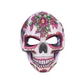 Masque tête de mort coloré avec impression florale pour le Jour des Morts mexicain. - Purple-Pink Floral Sugar Skull Mask / Style 22