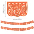 Detailansicht der mexikanischen Papel Picado Girlande in Orange, Maße 40x30.8 cm - Erntedankfest Stil