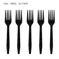 Set of black plastic forks for Mexico Day of the Dead theme party decorations 10pcs - Black Plastic Fork
