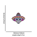 Mexican sugar skull enamel pin with sombrero and colorful drip oil finish - Painted Sombrero Skull (Style 20)