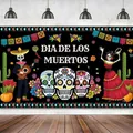 Striscione festa Dia de los Muertos con teschi per decorazione festival messicano - Stile 10 / 180x110cm