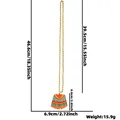 Mexico Cinco de Mayo festival pendant necklace with gold bead chain and size markings - Mexican Shawl Style / Gold Bead Chain