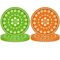 Platos desechables para fiesta Día de los Muertos con diseños florales verdes y naranjas - Mezcla Verde/Naranja / 25 Piezas/Paquete (Plato Mexicano de 7 Pulgadas)