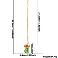 Cinco de Mayo avocado necklace with sombrero pendant and size measurements - Sombrero Avocado Style / Gold Bead Chain