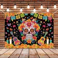 Day of the Dead Mexico party banner with sugar skull and marigold designs - Style 13