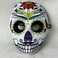Mexican Day of the Dead sugar skull mask with vibrant floral digital print designs for COS - One Size / Petal Style (XC0240521002)