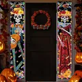 Striscioni decorativi Giorno dei Morti con vivaci scheletri messicani e disegni floreali - 弹吉他与持扇骷髅(款式四)