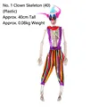 Squelette de clown Halloween 40cm avec pantalon rayé et bretelles violettes - 40 cm / Style Joker