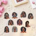 Detailset aus 10 afrozentrischen Holzornamenten für das Auto oder die festliche Deko - 8cm / Pop-Art Frauen (30 Stück)