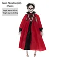 Poupée squelette de servante d'Halloween 40cm en robe rouge noire pour décoration - Style Servante