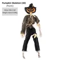 Décoration d'Halloween squelette à tête de citrouille de 40 cm avec habits déchirés - 40 cm / Style Homme Citrouille