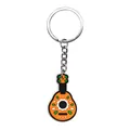 Portachiavi chitarra colorata Dia de los Muertos realizzato in morbida gomma PVC. - Stile Chitarra Arancione (01)