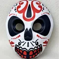 Traditional Mexican Day of the Dead skull mask with red and black digital printing - One Size / Red Single Head Style (XC0240521002)