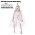 Décoration de squelette de mariée d'Halloween avec voile blanc et couronne de fleurs. - 40 cm / Style Mariée Voile Blanc
