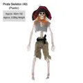 Accessoire de décoration squelette de pirate Halloween avec chapeau et perruque, 40 cm - Style Pirate