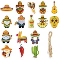 DIY Mexicaanse kabouter hanglabels met jute touw decoratie - 16 Stuks Verpakking / Kleurrijk