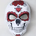 Vibrant Mexican Day of the Dead sugar skull mask featuring red roses for Cosplay and parties - One Size / Heart Skull Style (XC0240521002)