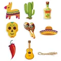DIY Mexicaanse Cinco de Mayo hangdecoratie set met cactus, gitaar en piñata uitsparingen - Set van 8 / Kleurrijk