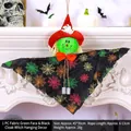 Halloween hanging witch ghost decoration with green face and spiderweb pattern cape - Door Hanging Fabric Green Face Black
