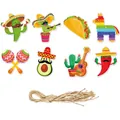 Mexikanisches Fiesta DIY Deko-Anhänger Set mit Hanfseil für Partygestaltung - Mexikanisches Thema (Y-00224) / 8er Set