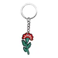 Day of the Dead themed red flower keychain made of soft PVC for festive bag decoration - Red Flower Style (06)
