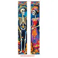 Colorful Mexican Day of the Dead skeleton Catrin and Catrina door banners for party décor - High Saturation Costume Skull 020
