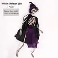Décoration de squelette de sorcière d'Halloween de 60cm avec jupe et chapeau violets - Style Sorcière 60cm
