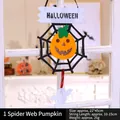 Halloween hanging ornament featuring a spider web with a pumpkin face for festive home decor - Door Hanging Spider Web Pumpkin