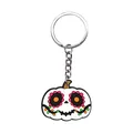 Day of the Dead pumpkin keychain with white sugar skull pattern on PVC soft rubber - White Pumpkin Skull Style (11)