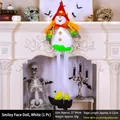 White smiling face ghost hanging decoration with red hat and long legs for Halloween - Door Hanging Smiling Face Boots White