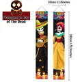 Banner decorativi per porta Giorno dei Morti con sposa scheletro e mariachi, 180x30cm - Benvenuti al Giorno dei Morti (MD12)