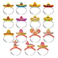 Set mit 15 bunten mexikanischen Fiesta-Party-Stirnbändern mit Sombrero-Motiven - Klassische Mexikanische Stirnbänder / 15er Pack