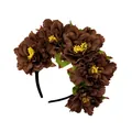 Détail du serre-tête avec pivoine artificielle marron foncé pour fêtes et festivals - 3# Brun Foncé