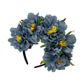 Elegant dusty blue artificial peony flower headband for Day of the Dead or Halloween party - 5# Dusty Blue