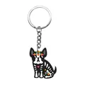 Day of the Dead French Bulldog keychain in colorful PVC soft rubber - Black French Bulldog Skull Style (19)