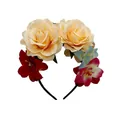 Vibrant Mexican carnival floral headband featuring large yellow roses and colorful orchids. - Yellow (8#)