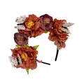 Vue macro détaillée des fleurs artificielles orange et violettes avec de jolis papillons - Rouge Brique