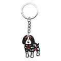 Day of the Dead themed dog keychain in black PVC with colorful floral skull patterns - Black Dog Skull Style (20)