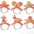 6er-Set farbenfrohe mexikanische Fiesta-Party-Haarreifen mit Sombreros und Maracas - Gemischter Cartoon-Stil / 6er Set