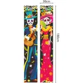 Banner decorativi per la porta del Giorno dei Morti con sposi scheletri, 30x180cm - Scheletro in Abito Rosso Rosa (MD08)