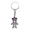Colorful Day of the Dead cartoon skeleton keychain made of soft PVC for bags and keys - Skull with Blue Hat Style (22)