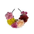 Festliches Mexiko Karneval Blumen Stirnband mit bunten künstlichen Rosen und Orchideen - 1# Rosa & Gelb Mischung