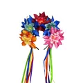 Großes Stirnband im mexikanischen Stil mit bunten Blumen und Bändern für Festivalpartys - Rot Blau Orange Rosa Mix (1#)