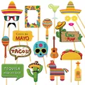 Großes mexikanisches Fiesta Fotorequisiten Set für festliche Cinco de Mayo Partydeko - 20er Set
