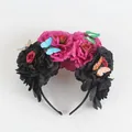 Cerchietto floreale messicano decorativo con farfalle e peonie per il Giorno dei Morti - Stile Fiori Neri e Rossi