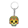 Day of the Dead themed sugar skull keychain crafted from colorful soft PVC rubber material - Painted Sugar Skull Style (27)
